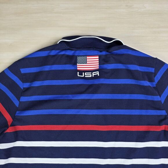 Polo Golf Ralph Lauren Ryder Cup 2016 Striped Shirt Performance USA Flag Medium - Picture 8 of 8